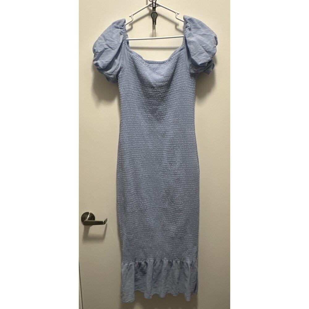 Baltic Born Women’s Light Blue Smocked Midi Dress – Cottagecore - Picture 2 of 6